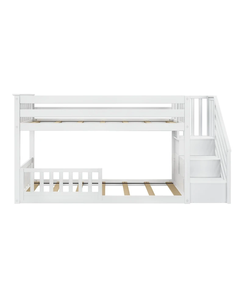 Max Lily Low Twin over Bunk with Stairs Single Guard Rail