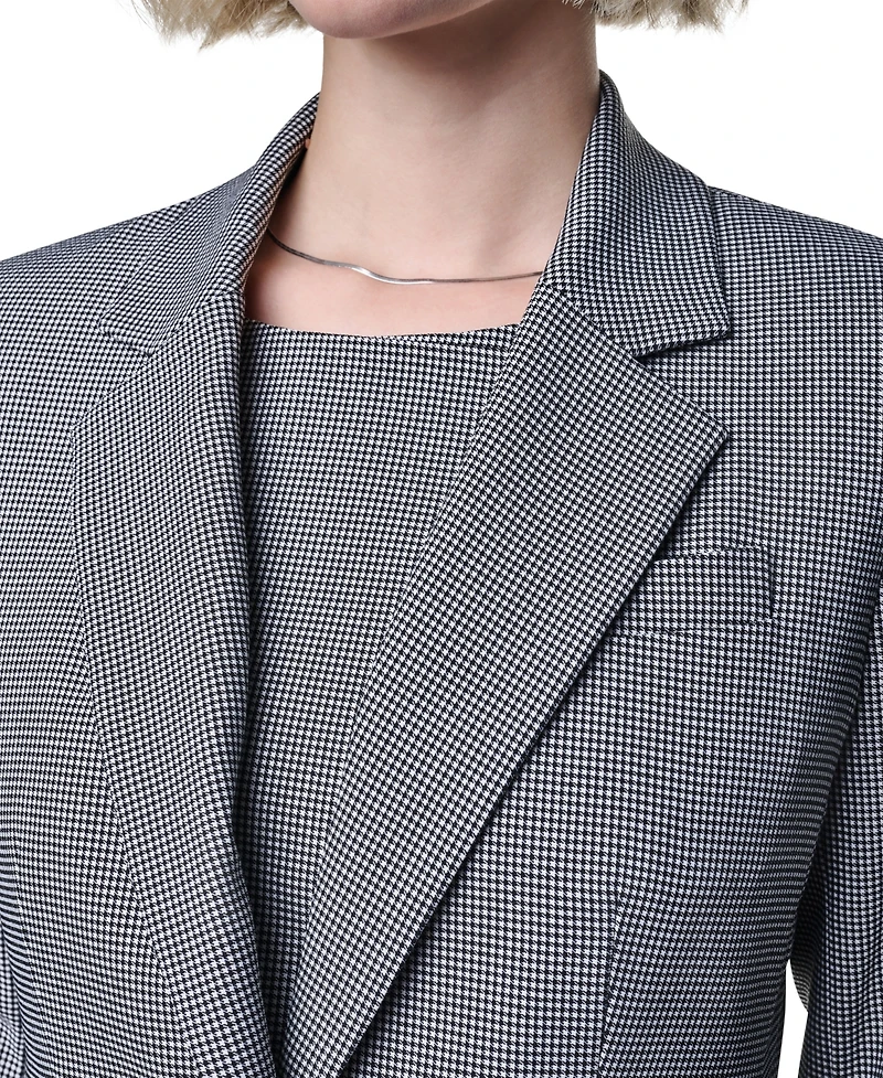 Dkny Petite Houndstooth One-Button Notch Collar Blazer
