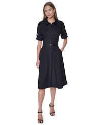 Dkny Petite Roll-Tab Button-Down Dress