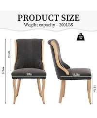Rainsken Mid-Century Style Dining Chairs Set of 2, Velvet Upholstered Accent Chair with Curved Wood Trim and Sculpted Legs for Dining Room