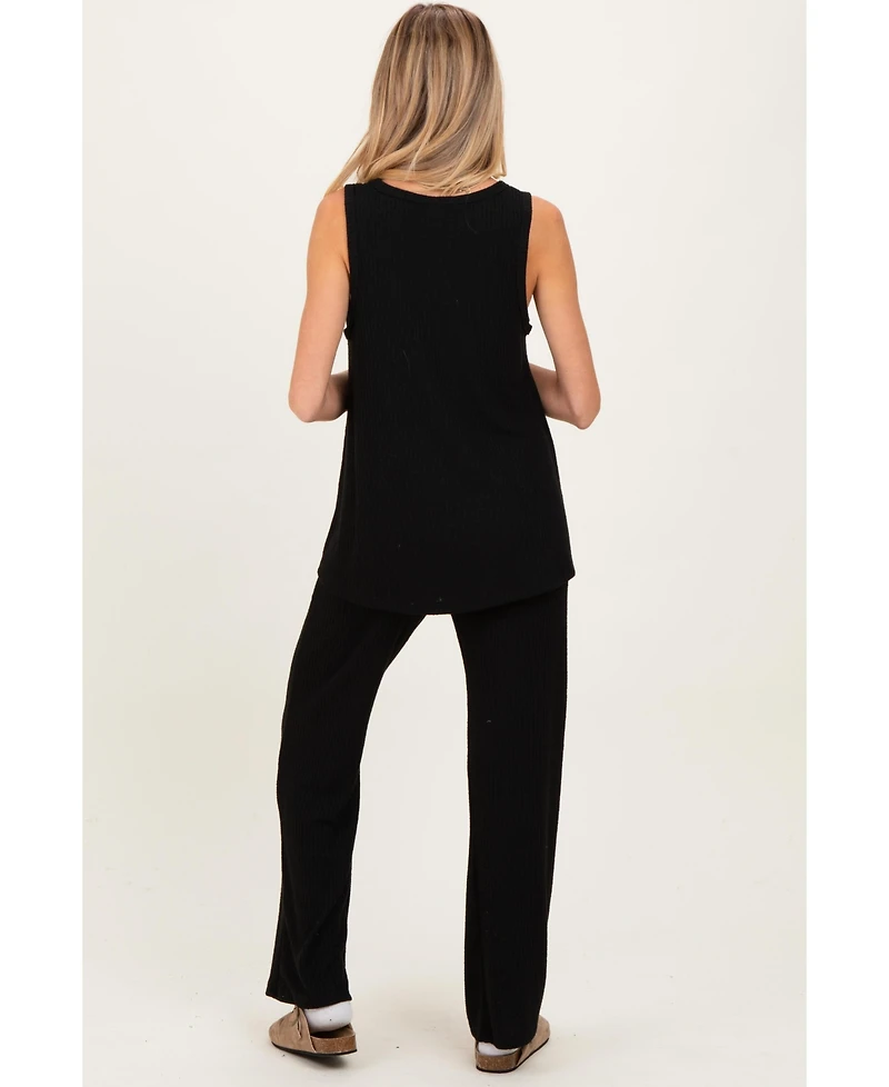 Pinkblush Maternity Black Rib Knit Tank and Pant Set
