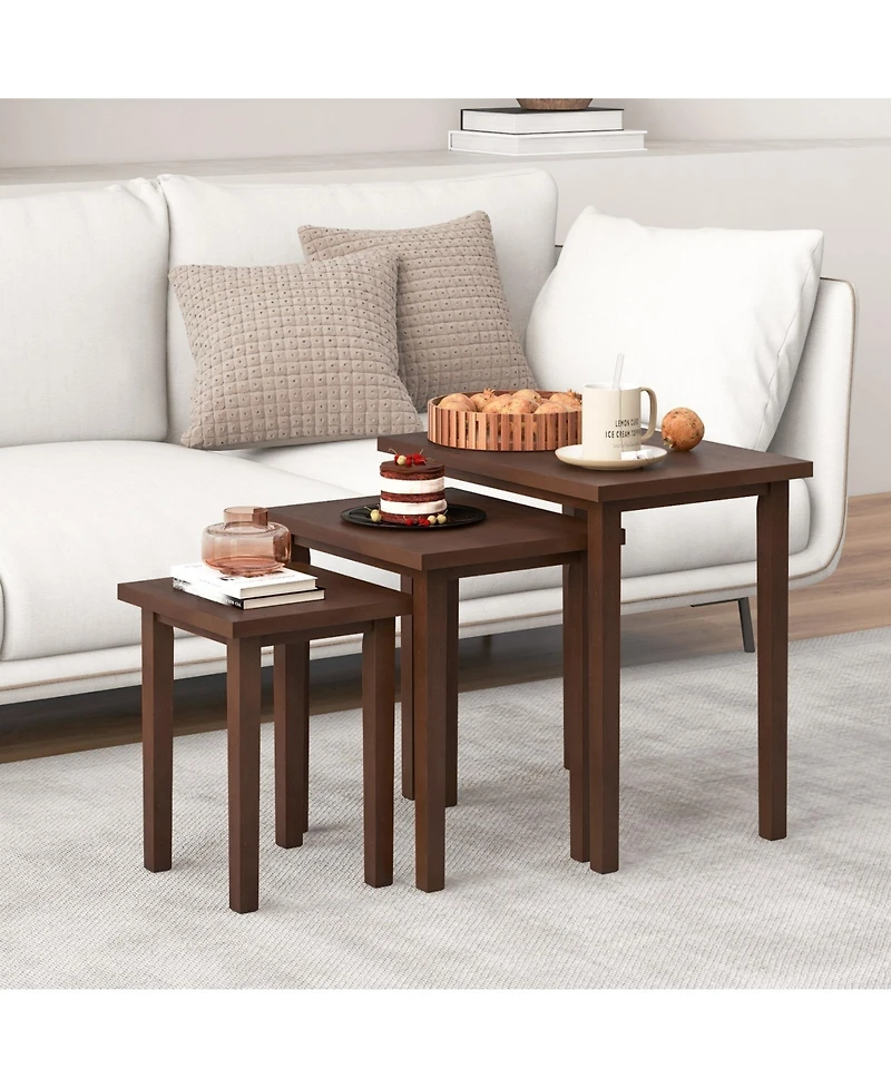Slickblue Farmhouse Rectangle Side Table Set of 3, Rustic End Tables for Living Room