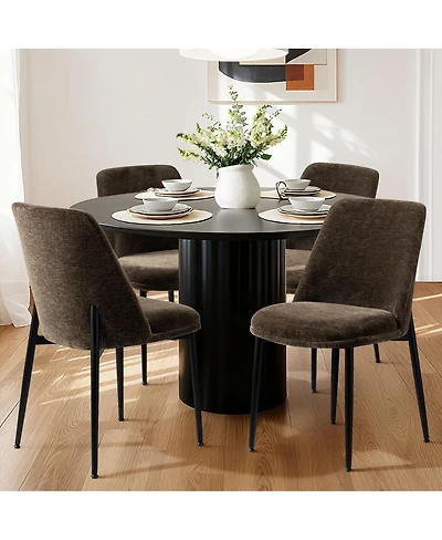 Maison Boucle Chenille Upholstered Dining Chairs Set of 4, Armless Side