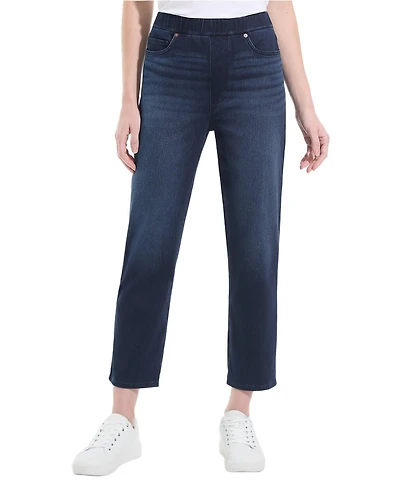 Lands' End Women's Starfish High Rise Knit Denim Straight Crop Jeans