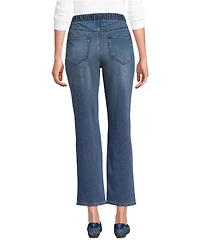 Lands' End Women's Tall Starfish High Rise Knit Denim Straight Crop Jeans