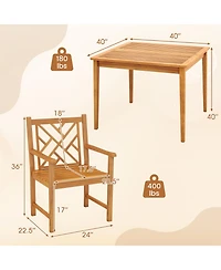 Slickblue Outdoor Dining Set 5 Piece Wood Square Table with Chairs