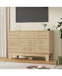 gaomon 8 Drawer Fluted Dresser - Modern Wooden Chest of Drawers with Metal Handle, Clothes Storage for Bedroom, Hallway