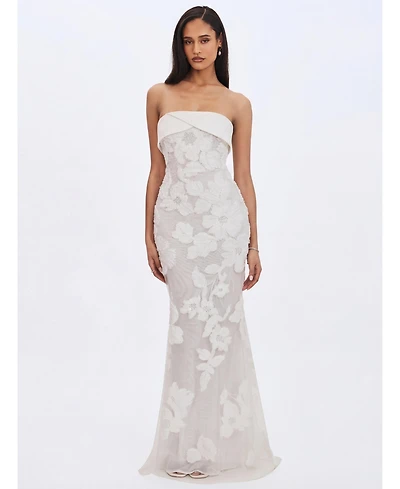 Miss Circle Women's Raphaela White Floral Strapless Mermaid Wedding Dress