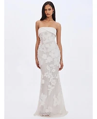 Miss Circle Women's Raphaela White Floral Strapless Mermaid Wedding Dress