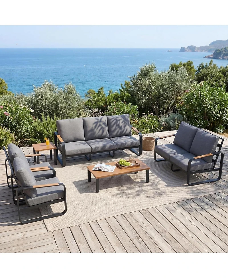 Tribesigns 6-Piece Outdoor Patio Furniture Set with 4 Sofas, 1Side Table and 1 Coffee Table