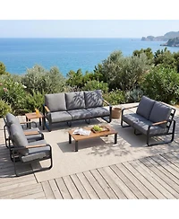 Tribesigns 6-Piece Outdoor Patio Furniture Set with 4 Sofas, 1Side Table and 1 Coffee Table