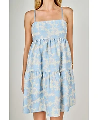 endless rose Women's Floral Jacquard Mini Dress