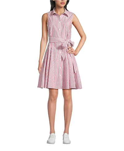 Lands' End Women's Poplin Button Front Dress with Godets