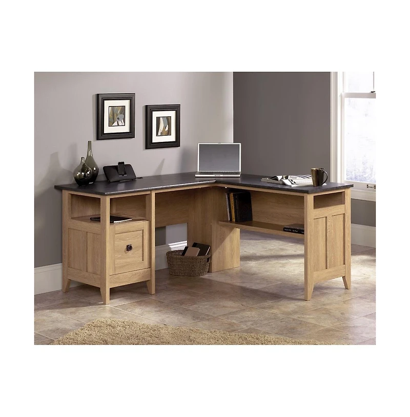 Sauder August Hill L Desk, Dover Oak finish