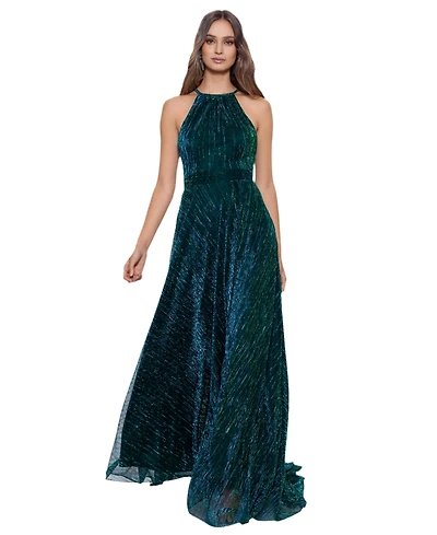 B&A By Betsy and Adam Women's Metallic Halter Gown