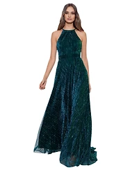 B&A By Betsy and Adam Women's Metallic Halter Gown