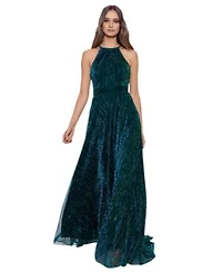B A By Betsy Adam Womens Metallic Halter Gown