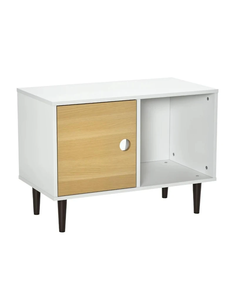 6thdruple Elevated Wooden Cat House, Modern White Pet Condo with Cushion and Airy Access Holes
