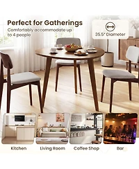Gymax Triangle Dining Table Farmhouse Kitchen Table w/ Solid Rubber Wood Legs