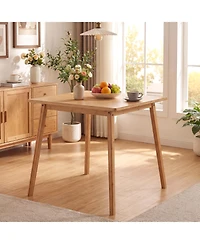Gymax Square Bamboo Dining Table for 2-4 People Dinner Table for Dining Room