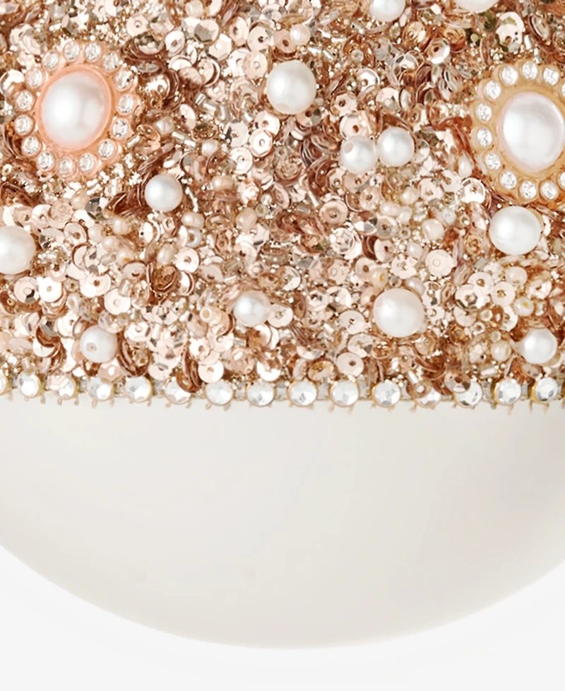 Holiday Lane Jeweled Classics Matte Large Size Ball with Bead Design Ornament, Macy's Exclusive
