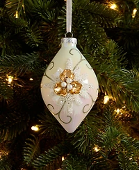 Holiday Lane Jeweled Classics Finial Ball with Gem, Bead Flower Design Ornament, Macy's Exclusive