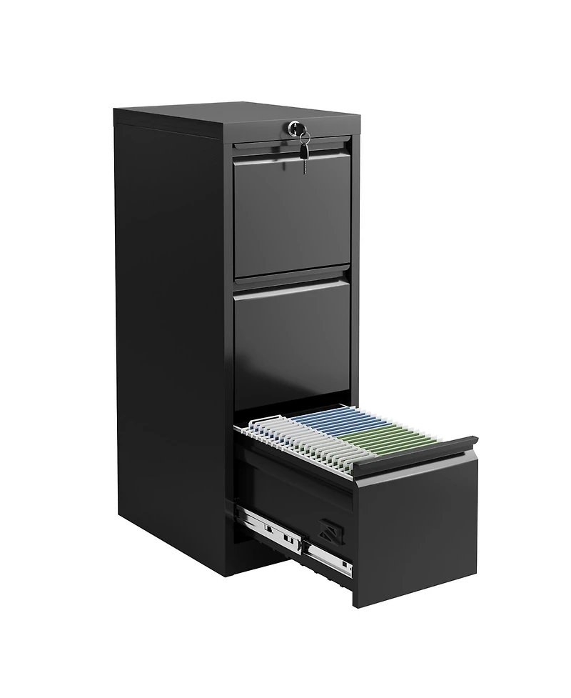 gaomon Three-Drawer Metal Filing Storage Cabinet with Lock for Home Office Document Storage