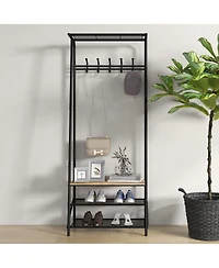 homfan Space-Saving Entryway Hall Tree With Single-Row Hooks and Top Storage Shelf, Sturdy Metal Frame Coat Rack Organizer