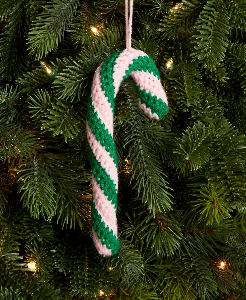 Holiday Lane Merry Magic Knitted Candy Cane Ornament, Macy's Exclusive