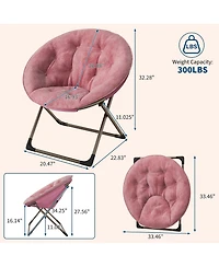 gaomon Saucer Chair Folding Faux Fur Lounge Chair with Metal Frame, Cozy Moon Chair for Bedroom, Dorm, Living Room, Apartment, Coffee