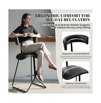 Gaomon 25 Inch Counter Height Bar Stools Set of 2, Modern Faux Leather High Barstools with Back and Metal Leg, Chairs for Kitchen Island