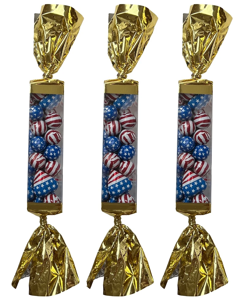 Betsy Ann Chocolates Fourth of July American Popper Milk Chocolate Foil Stars, 3 Pack