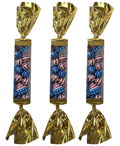 Betsy Ann Chocolates Fourth of July American Popper Milk Chocolate Foil Stars, 3 Pack