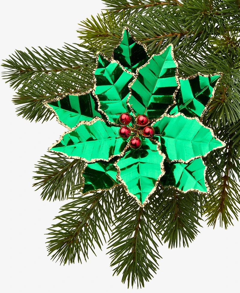 Holiday Lane Merry Magic Foil Poinsettia with Clip Ornament, Macy's Exclusive