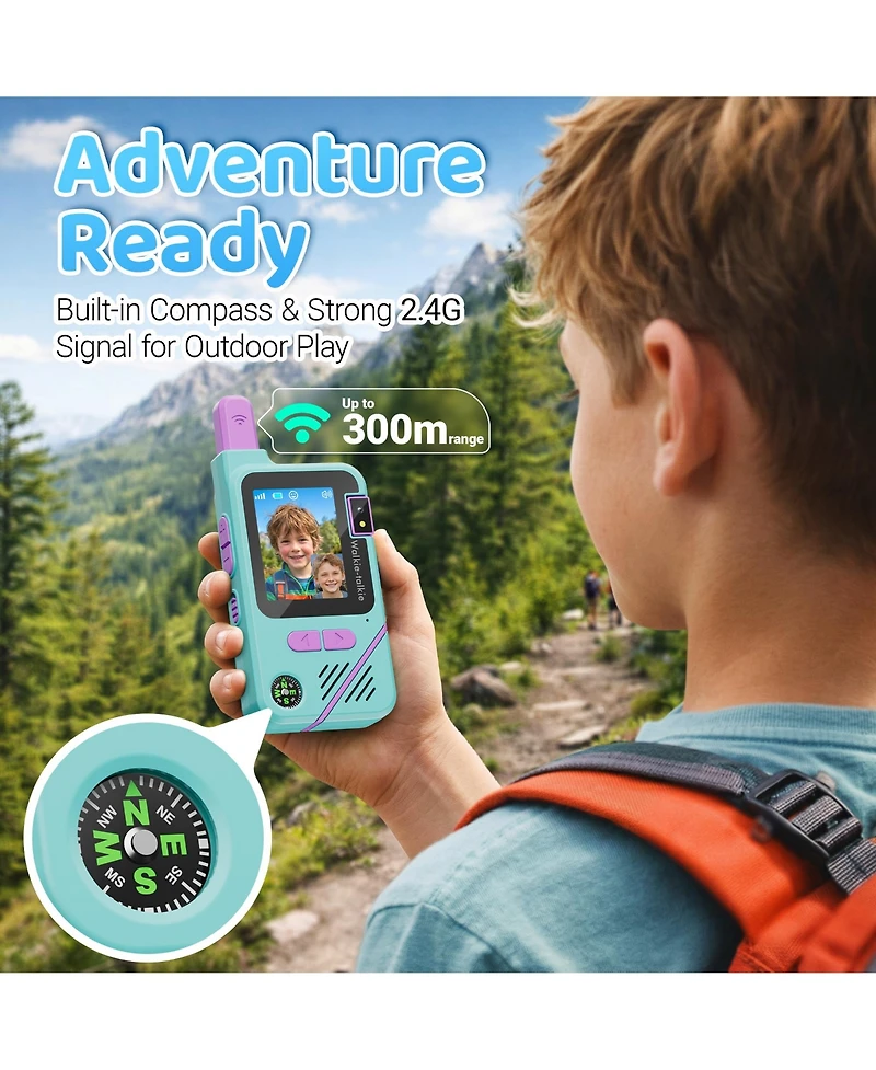 Contixo TK1 Kids Walkie Talkies 2-Pack, Video and Voice Communication Toy, Flashlight, Voice Changer, Rechargeable