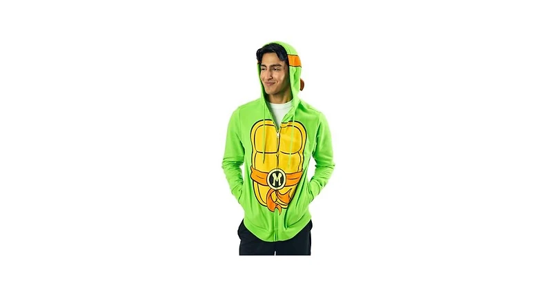 Teenage Mutant Ninja Turtles Michelangelo Long Sleeve Men's Green Cosplay Hoodie-xl