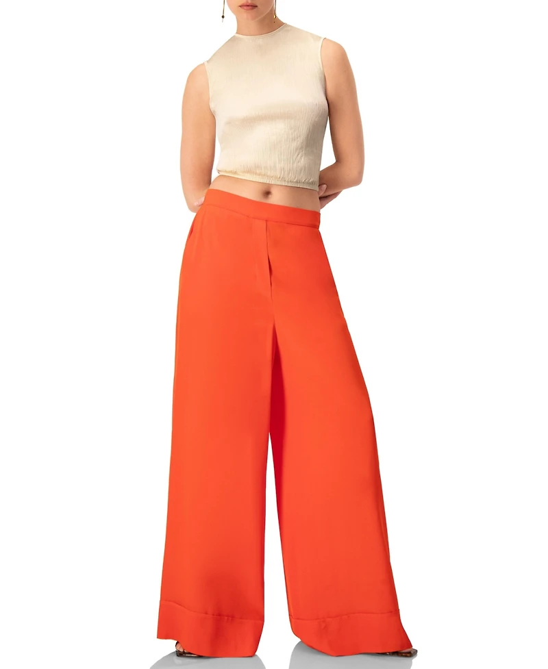 Ivonne Women's Light Weight Wide-Leg Straight Pants