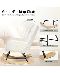 Gaomon Modern Teddy Fabric Rocking Chair, High Back Glider Rocker - Cozy Reading Armchair with Soft Cushion for Living Room, Nursery, Bedroom