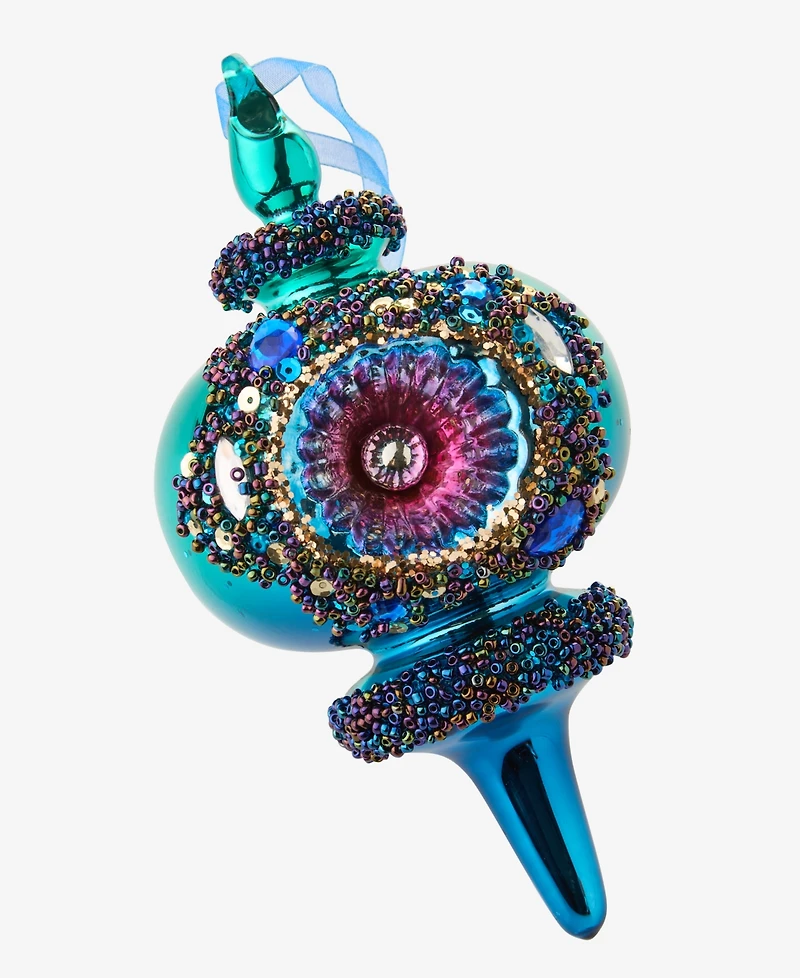 Holiday Lane Peacock Beaded Finial Ornament, Macy's Exclusive