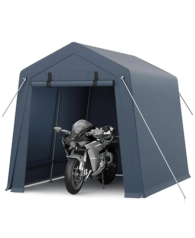Gaomon 7x10FT All-Weather Portable Outdoor Carport, Motorcycle Storage Shed for Bikes Firewood, Grey