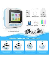 Contixo Kids Instant Print Camera with 3 Rolls of Paper and 32GB Card, 1080P, Ages 3-12, boys girls