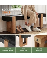 Tribesigns Solid Wood Bench, 55" Farmhouse Wooden Entryway Bench with Sturdy Legs, End of Bed Bench Seats