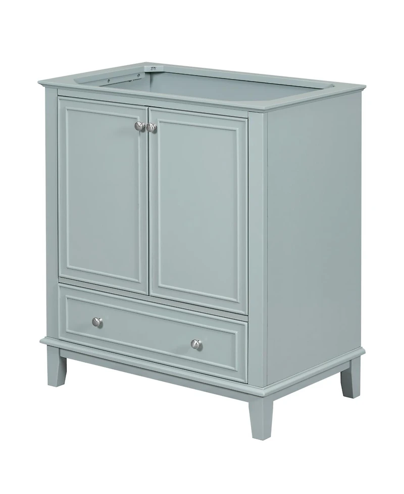 Sillysis 29.5 Inch Freestanding Bathroom Vanity Base with Adjustable Shelf, Solid Wood and Mdf Storage Cabinet