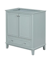 Sillysis 29.5 Inch Freestanding Bathroom Vanity Base with Adjustable Shelf, Solid Wood and Mdf Storage Cabinet