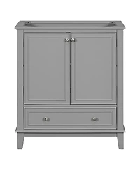 Sillysis 29.5 Inch Freestanding Bathroom Vanity Base with Adjustable Shelf, Solid Wood and Mdf Storage Cabinet
