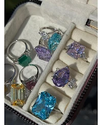 Suzy Levian New York Gala Collection Sterling Firework Emerald-Cut Cubic Zirconia Cocktail Ring