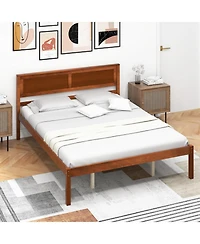 Full Size Wooden Bed Frame with Headboard and Slat Support-Full Size