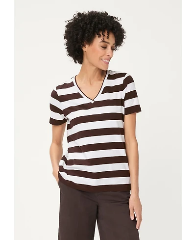 Olsen Women's Stripe V-Neck T-Shirt