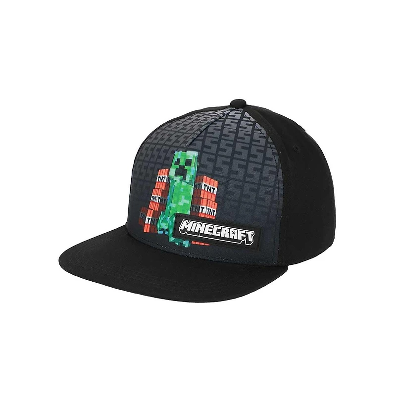 Minecraft Boys Charged Creeper Youth 2-Pack Curved Bill Snapback Hat & Bi-Fold Wallet Combo Set