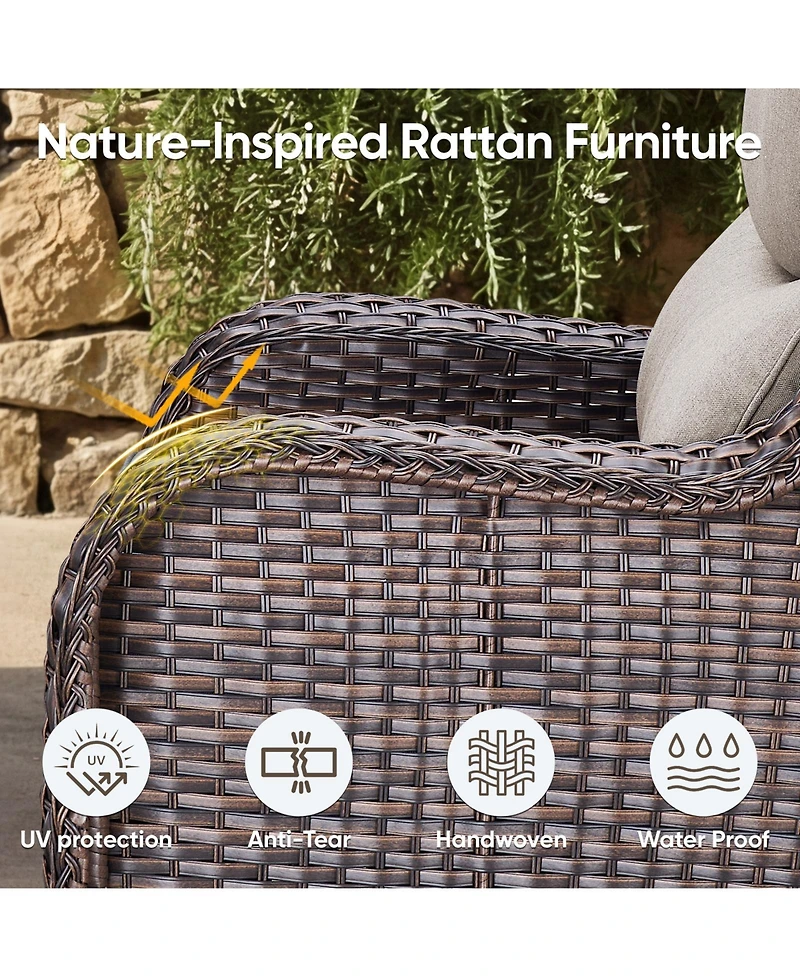 Pocassy Outdoor Swivel Rocker Patio Chairs-High Back Wicker Chairs Set of 2,Pe Chair Furniture Sets with 5in Cushions